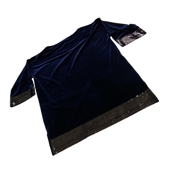 NWT Joan Vass Navy Blue Velour Sequin Trimmed Tunic - Size 16 - Picture 4 of 8